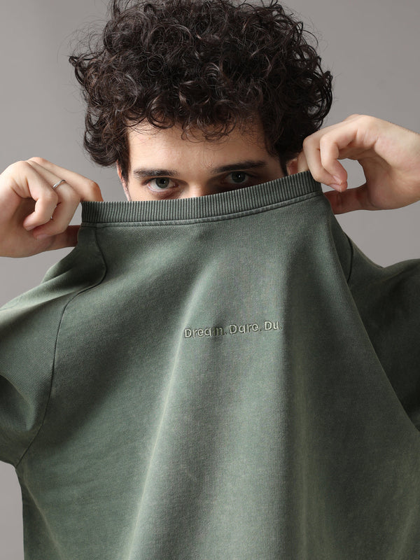 OLIVE ACID WASH OVERSIZED T-SHIRT