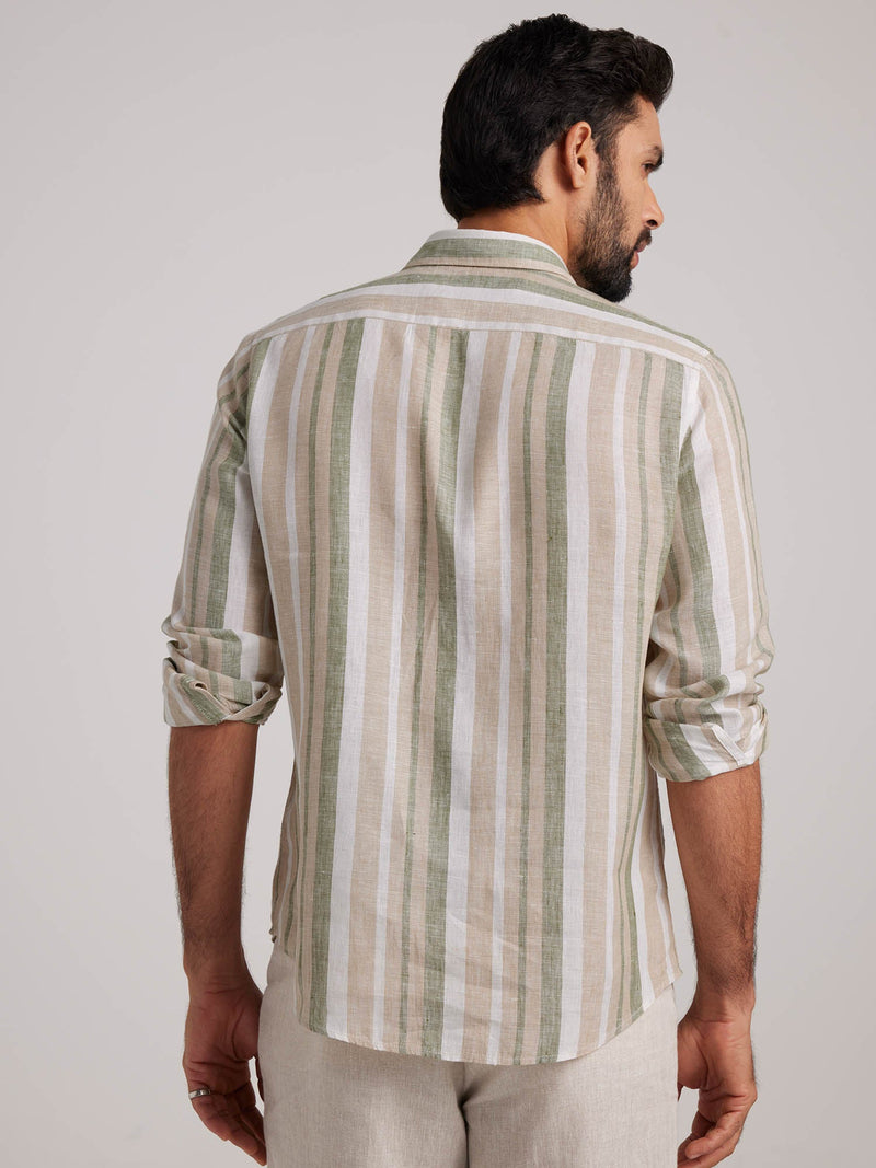 Multi Color Men Linen Regular Fit Shirt