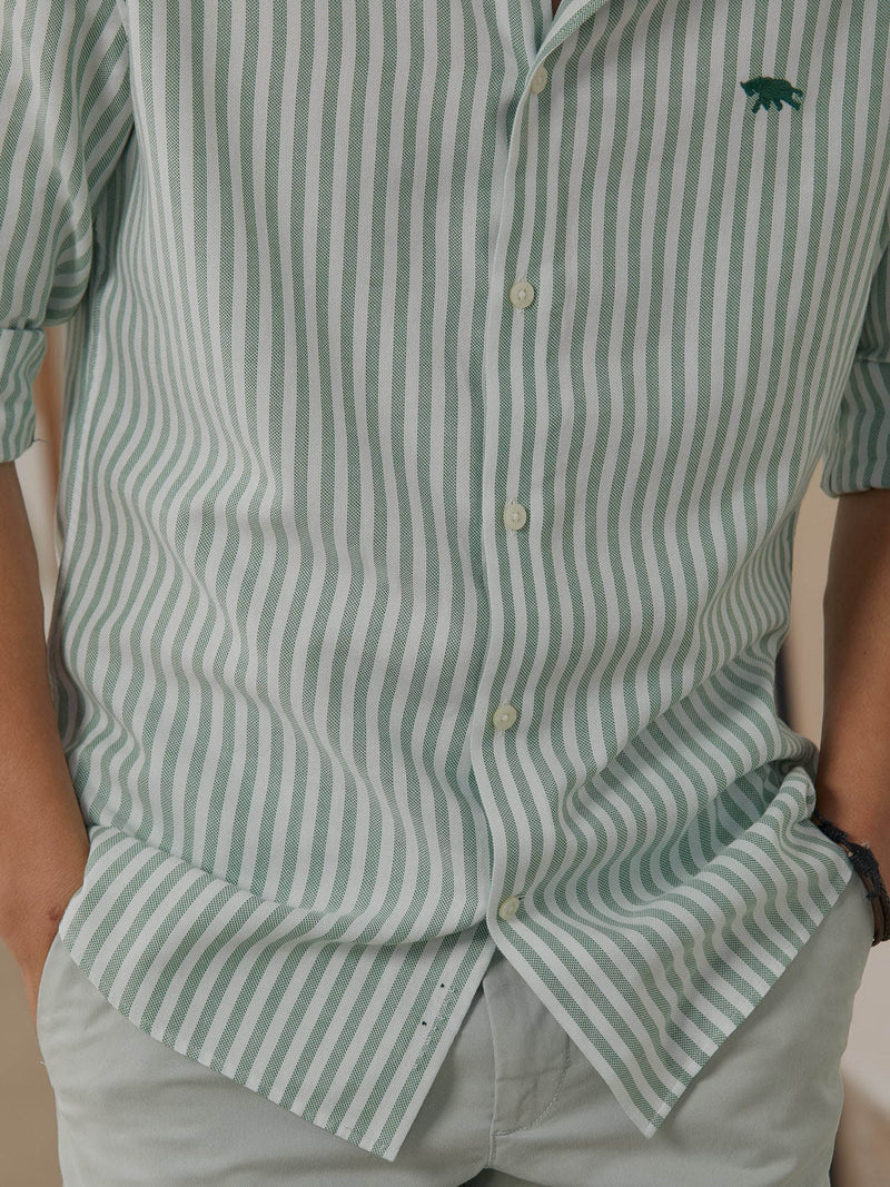 Green Dobby Full Sleeve Casual Shirt