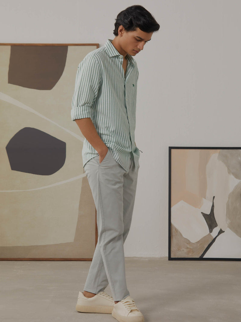 Green Dobby Full Sleeve Casual Shirt