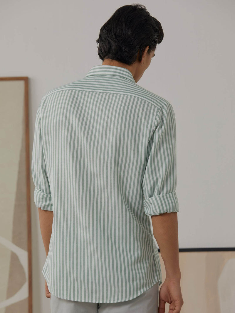 Green Dobby Full Sleeve Casual Shirt