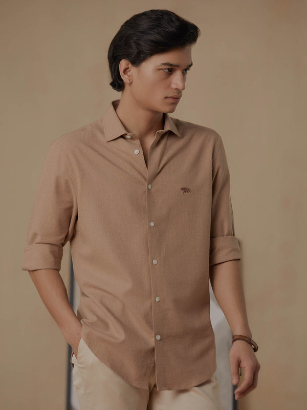 Brown Melange Full Sleeve Casual Shirt