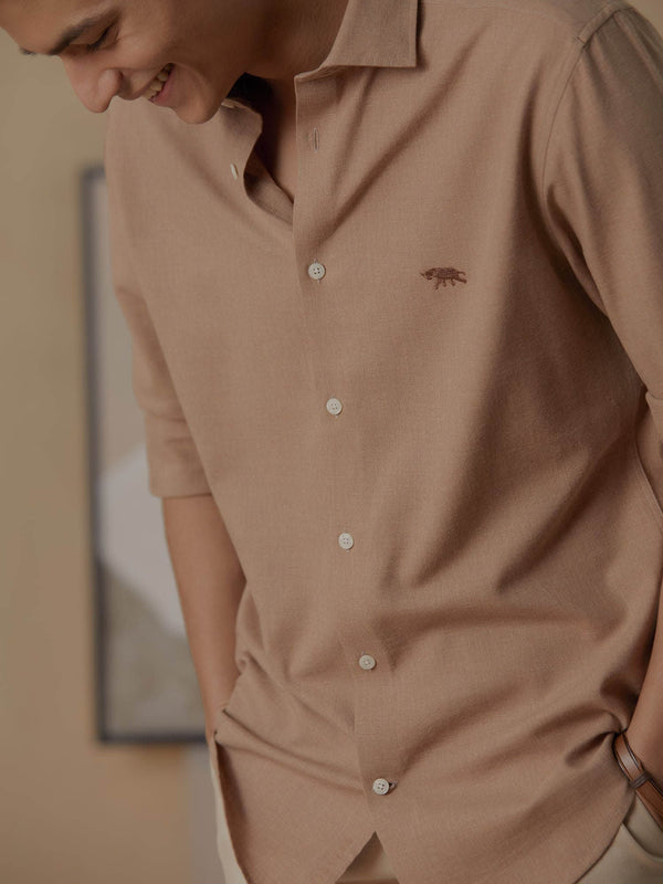 Brown Melange Full Sleeve Casual Shirt