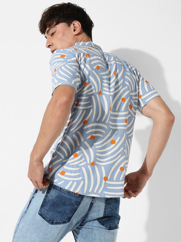 Abstract Print Button Up Shirt