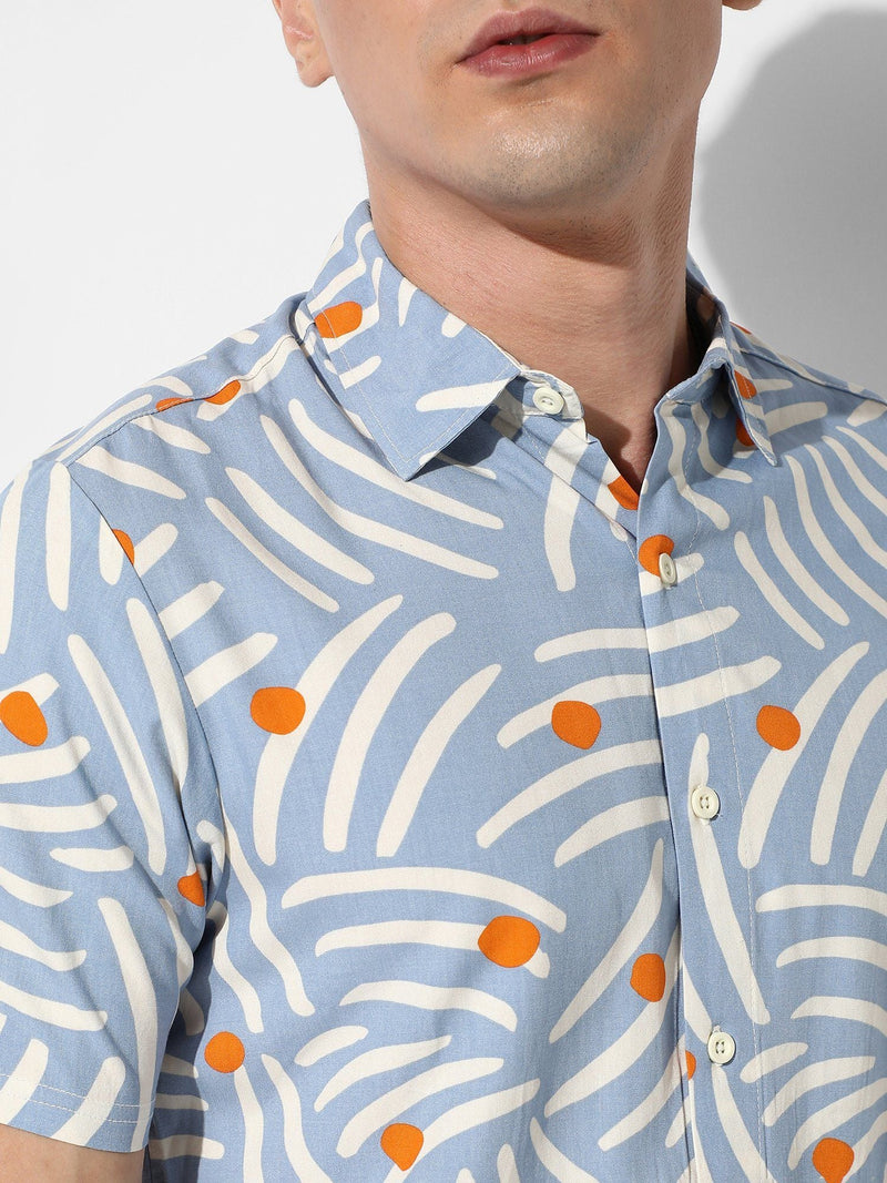 Abstract Print Button Up Shirt