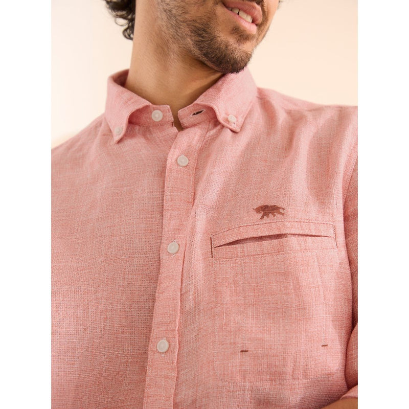 Regular Fit Coral Pink Cove Linen Shirt