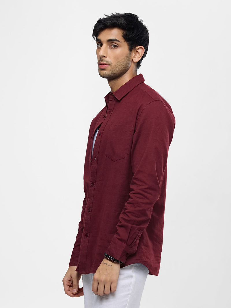 Maroon Cotton Linen Shirts