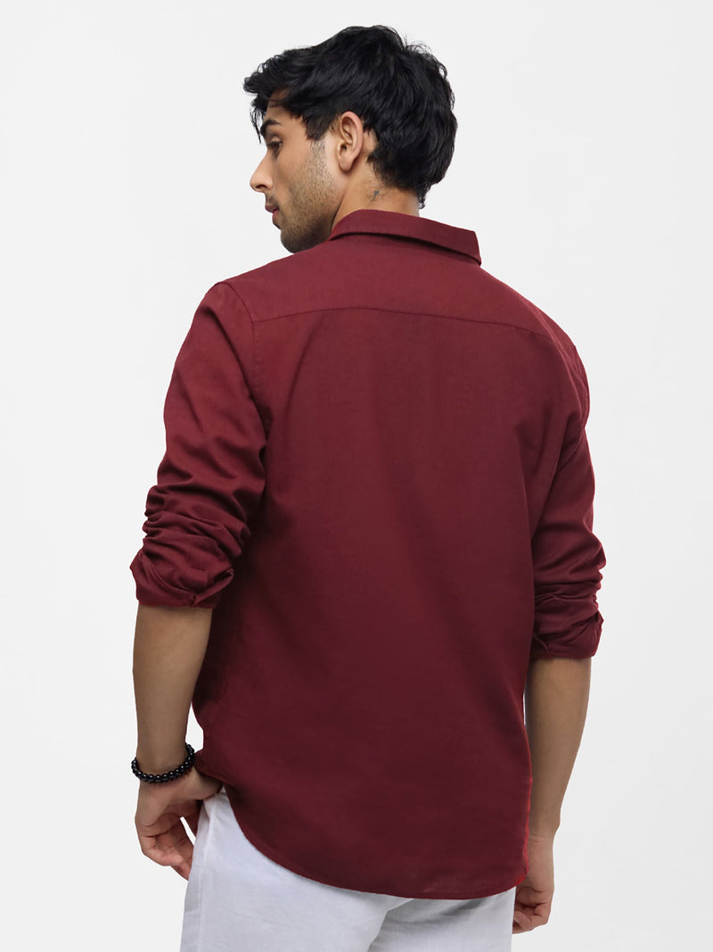 Maroon Cotton Linen Shirts