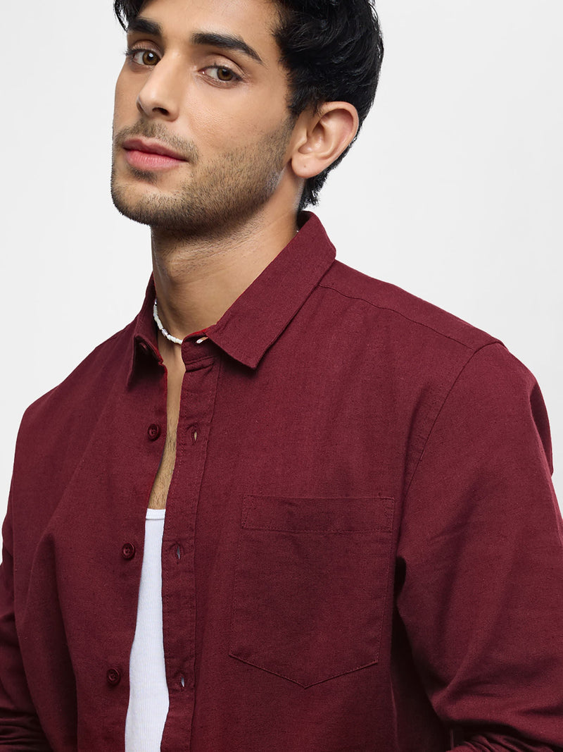 Maroon Cotton Linen Shirts