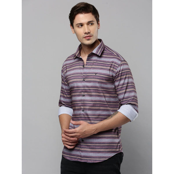 Collar Neck Long Sleeves Striped Multi Shirt